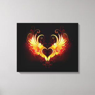 Angel Fire Heart met Wings Canvas Afdruk