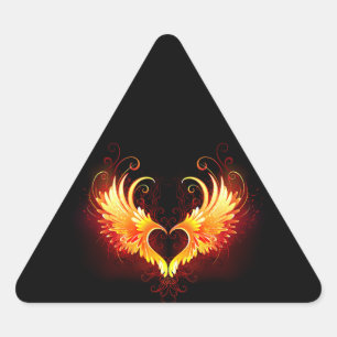 Angel Fire Heart met Wings Driehoek Sticker