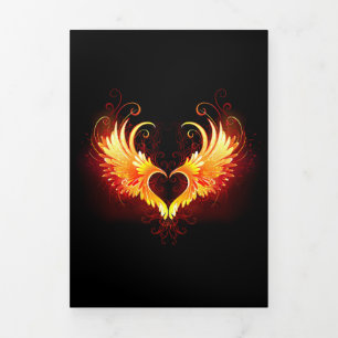 Angel Fire Heart met Wings Drieluik Wenskaart