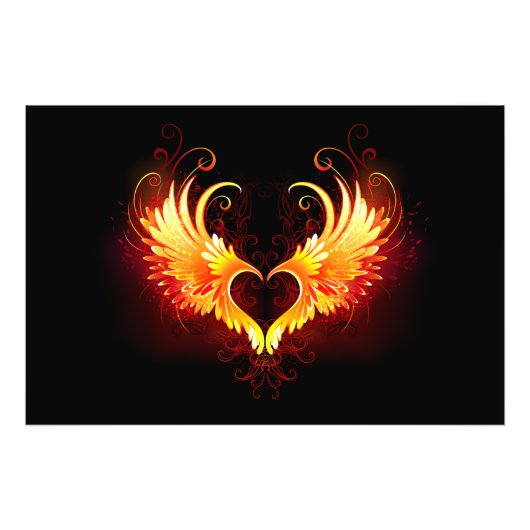 Angel Fire Heart met Wings Foto Afdruk (Voorkant)