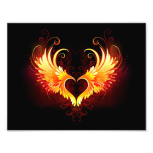 Angel Fire Heart met Wings Foto Afdruk