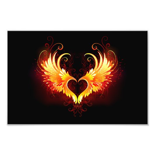 Angel Fire Heart met Wings Foto Afdruk (Voorkant)