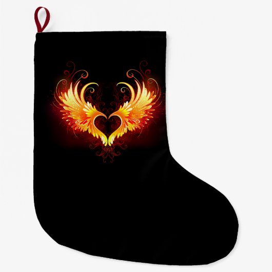 Angel Fire Heart met Wings Grote Kerstsok (Voorkant)