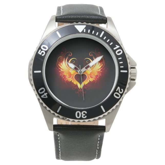 Angel Fire Heart met Wings Horloge (Voorkant)