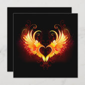 Angel Fire Heart met Wings Kaart (Voorkant / Achterkant)