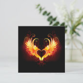 Angel Fire Heart met Wings Kaart (Staand voorkant)