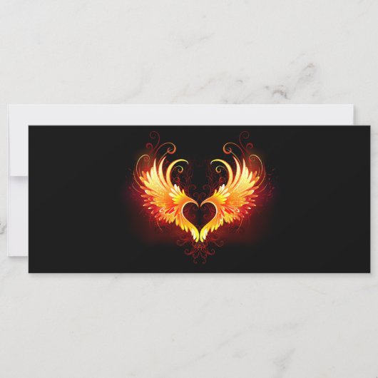 Angel Fire Heart met Wings Kaart (Voorkant)