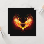 Angel Fire Heart met Wings Kaart (Voorkant / Achterkant in situ)