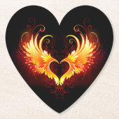 Angel Fire Heart met Wings Kartonnen Onderzetters (Voorkant)