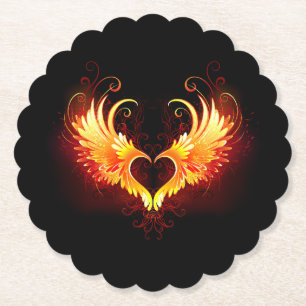 Angel Fire Heart met Wings Kartonnen Onderzetters