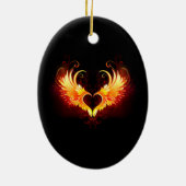 Angel Fire Heart met Wings Keramisch Ornament (Achterkant)
