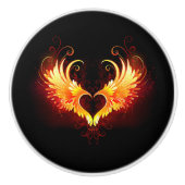 Angel Fire Heart met Wings Keramische Knop (Voorkant)