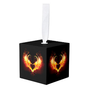 Angel Fire Heart met Wings Kubus Ornament