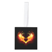 Angel Fire Heart met Wings Kubus Ornament (Voorkant)