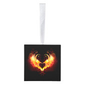 Angel Fire Heart met Wings Kubus Ornament (Rechts)