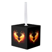 Angel Fire Heart met Wings Kubus Ornament (Achter hoekig)