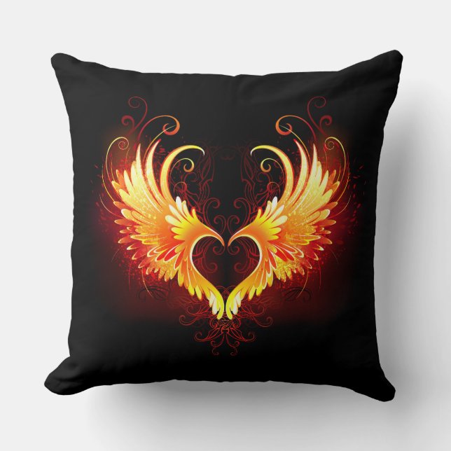Angel Fire Heart met Wings Kussen (Voorkant)