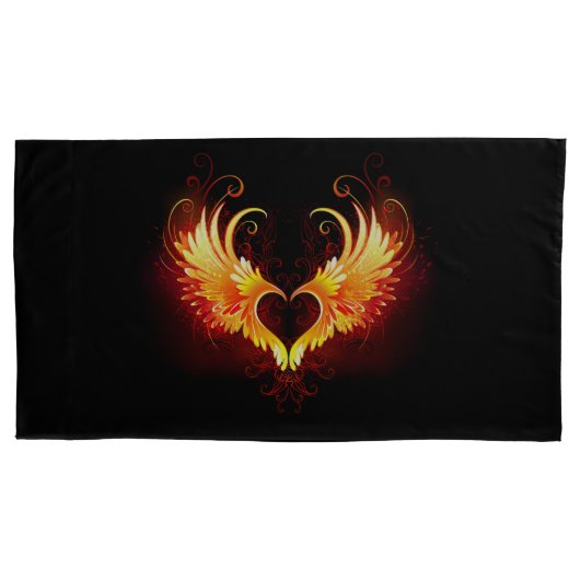 Angel Fire Heart met Wings Kussensloop (Voorkant)
