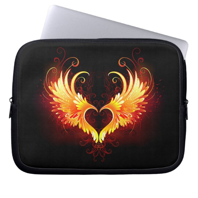 Angel Fire Heart met Wings Laptop Sleeve (Voorkant)