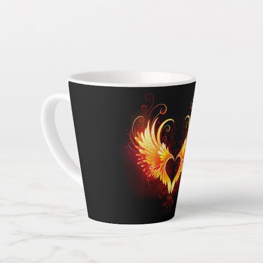 Angel Fire Heart met Wings Latte Mok (Linkerhoek)
