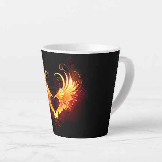 Angel Fire Heart met Wings Latte Mok (Rechterhoek)