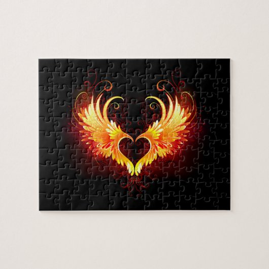 Angel Fire Heart met Wings Legpuzzel (Horizontaal)