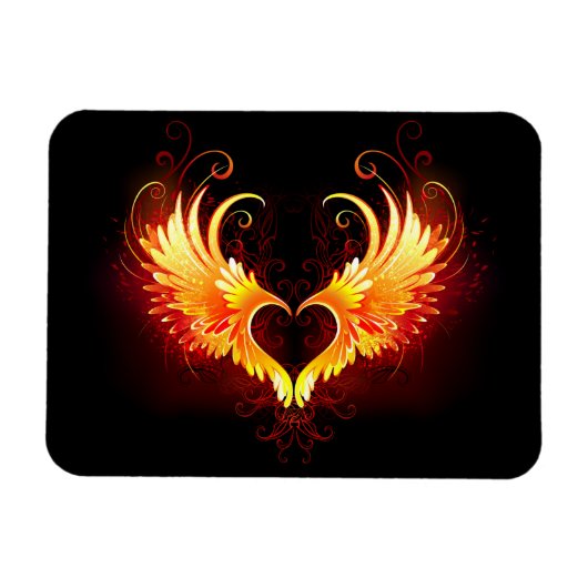 Angel Fire Heart met Wings Magneet (Horizontaal)