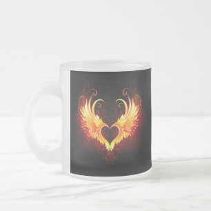 Angel Fire Heart met Wings Matglas Koffiemok