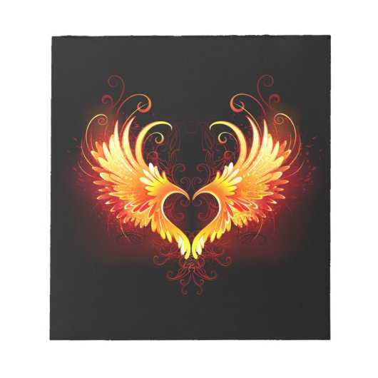 Angel Fire Heart met Wings Notitieblok (Voorkant)