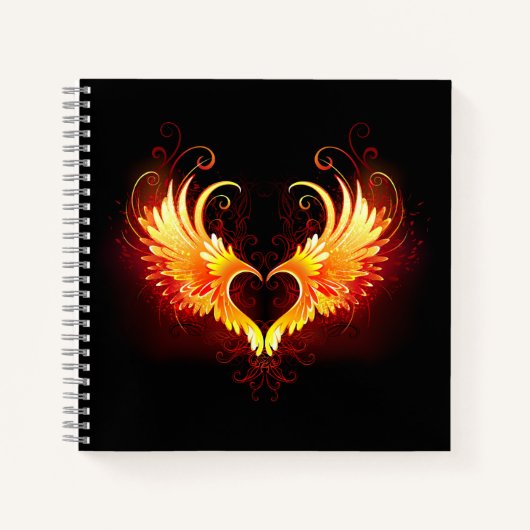 Angel Fire Heart met Wings Notitieboek (Voorkant)