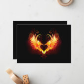 Angel Fire Heart met Wings Notitiekaartje (Voorkant / Achterkant in situ)