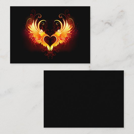 Angel Fire Heart met Wings Notitiekaartje (Voorkant / Achterkant)