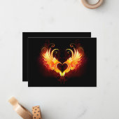 Angel Fire Heart met Wings Notitiekaartje (Voorkant / Achterkant in situ)