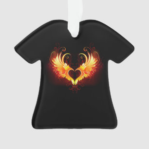 Angel Fire Heart met Wings Ornament