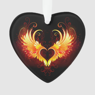 Angel Fire Heart met Wings Ornament