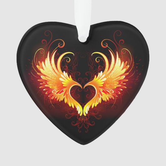 Angel Fire Heart met Wings Ornament (voorkant)