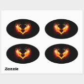 Angel Fire Heart met Wings Ovale Sticker (Vel)