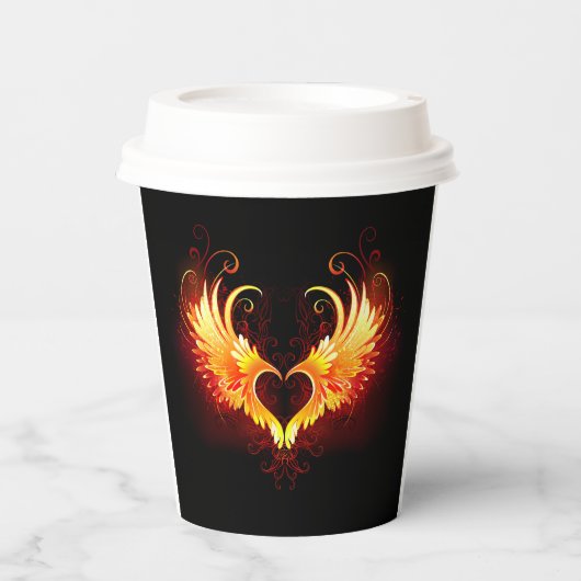 Angel Fire Heart met Wings Papieren Bekers (Voorkant)