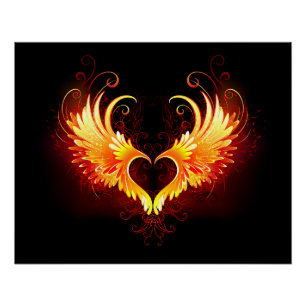 Angel Fire Heart met Wings Perfect Poster