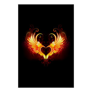 Angel Fire Heart met Wings Perfect Poster