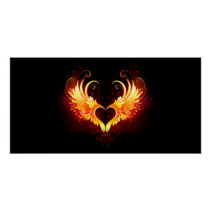 Angel Fire Heart met Wings Perfect Poster