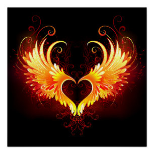 Angel Fire Heart met Wings Perfect Poster