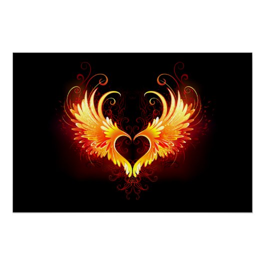Angel Fire Heart met Wings Perfect Poster (Voorkant)
