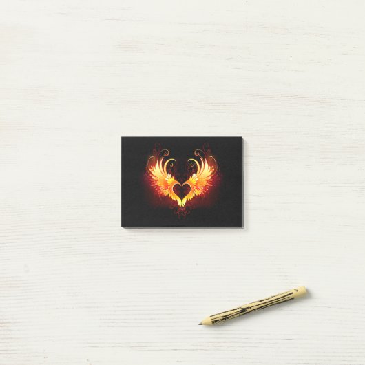 Angel Fire Heart met Wings Post-it® Notes (Op bureau)