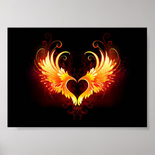 Angel Fire Heart met Wings Poster