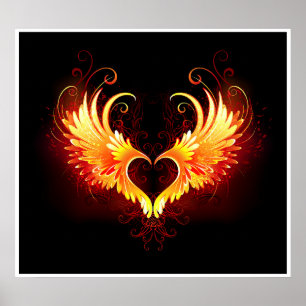 Angel Fire Heart met Wings Poster