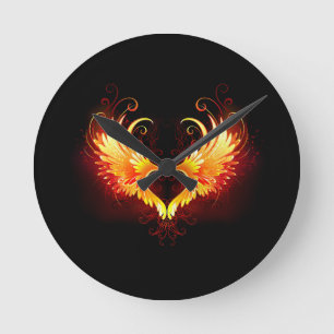Angel Fire Heart met Wings Ronde Klok