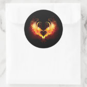 Angel Fire Heart met Wings Ronde Sticker (Tas)
