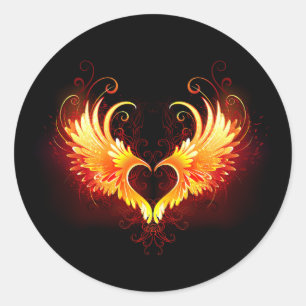Angel Fire Heart met Wings Ronde Sticker
