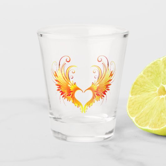 Angel Fire Heart met Wings Shot Glas (Voorkant)